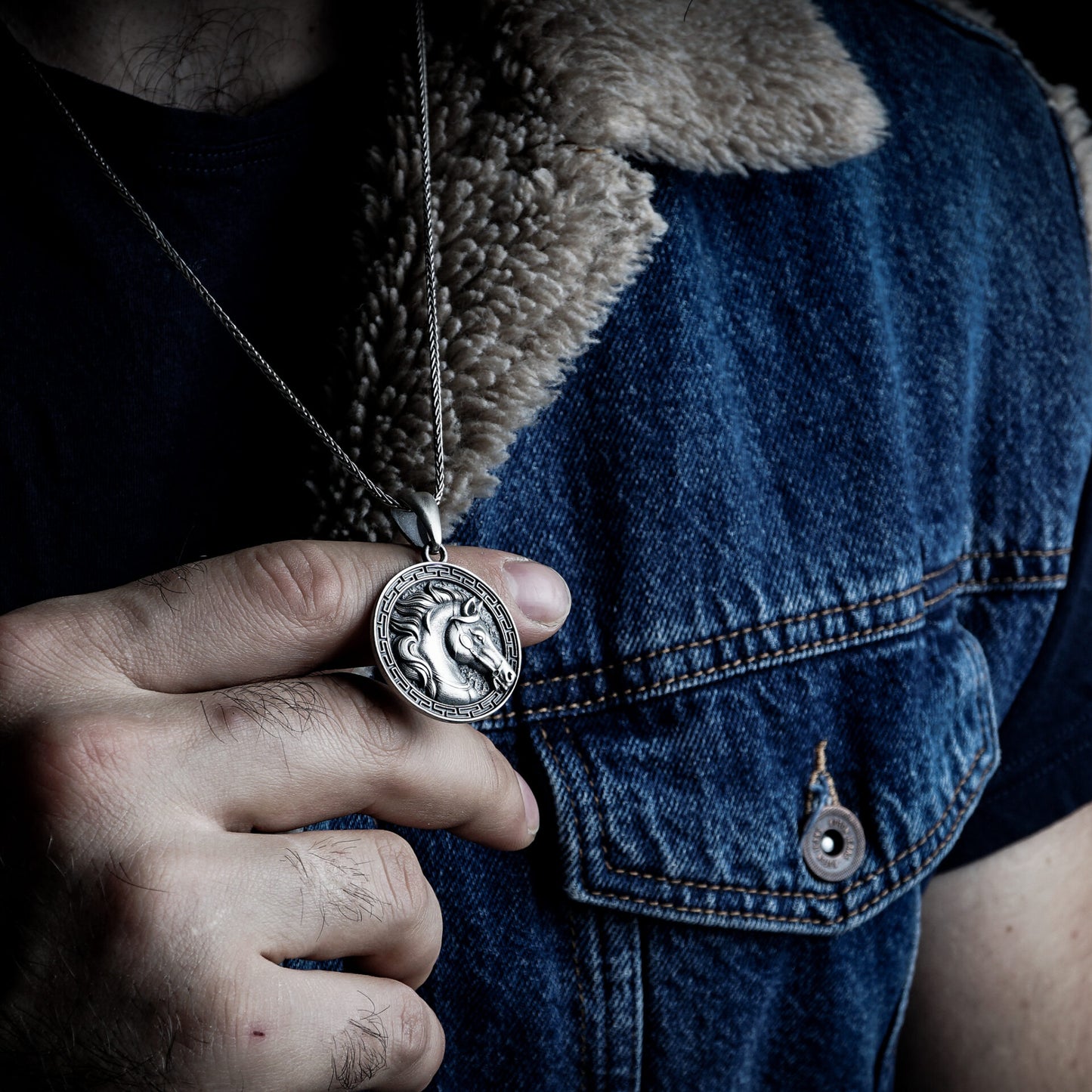 Silver Horse Medallion Necklace