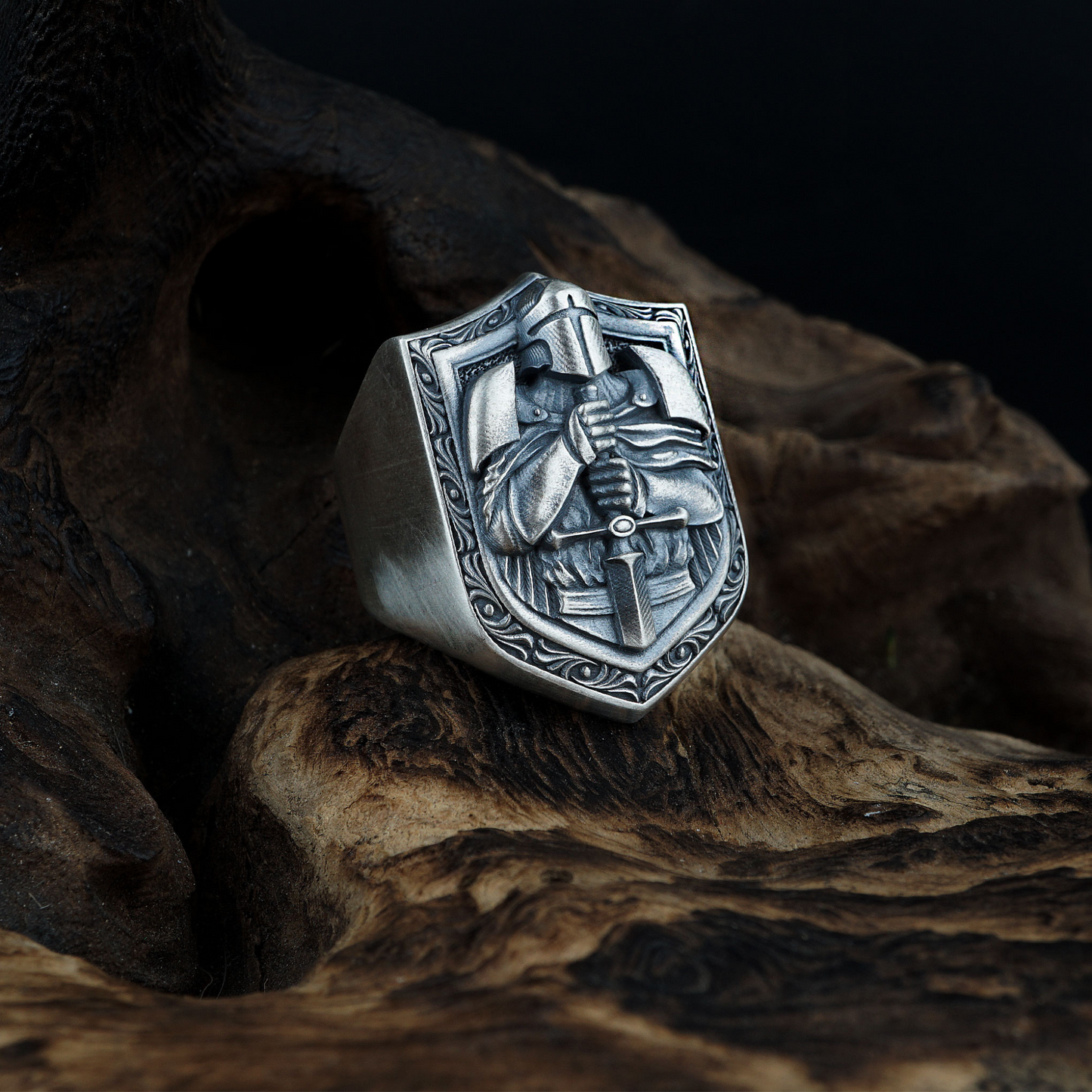 Silver Knight Templar Cross Ring