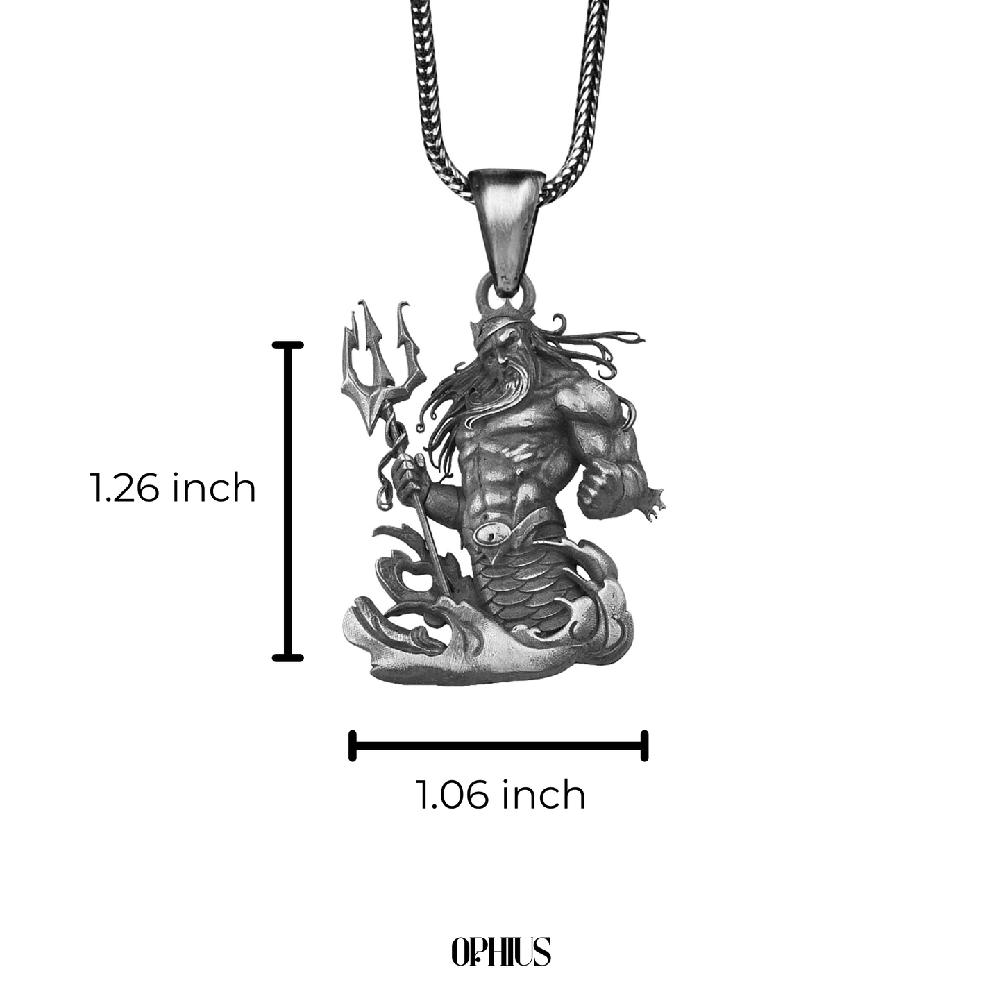 Silver Poseidon Trident Necklace