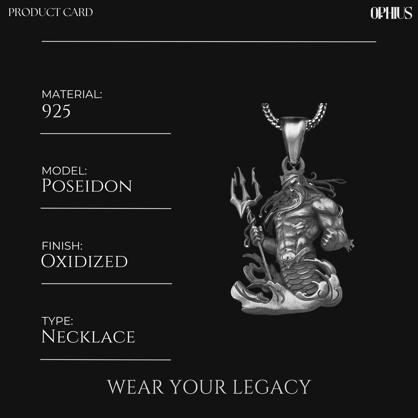 Silver Poseidon Trident Necklace