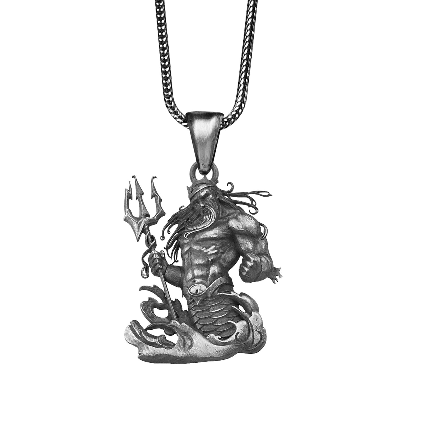 Silver Poseidon Trident Necklace