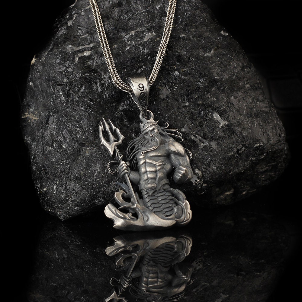 Silver Poseidon Trident Necklace