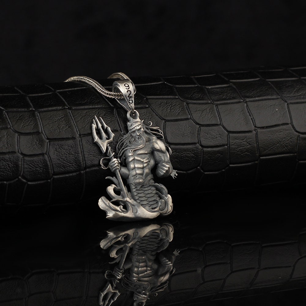 Silver Poseidon Trident Necklace