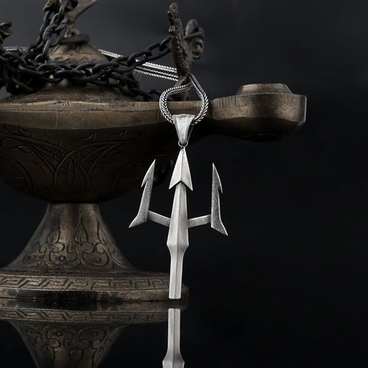 Silver Poseidon Trident Necklace