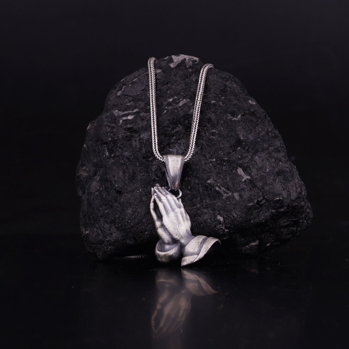 Silver Prayer Hand Necklace