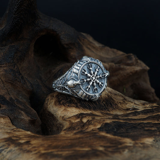 Silver Viking Compass Vegvisir Ring