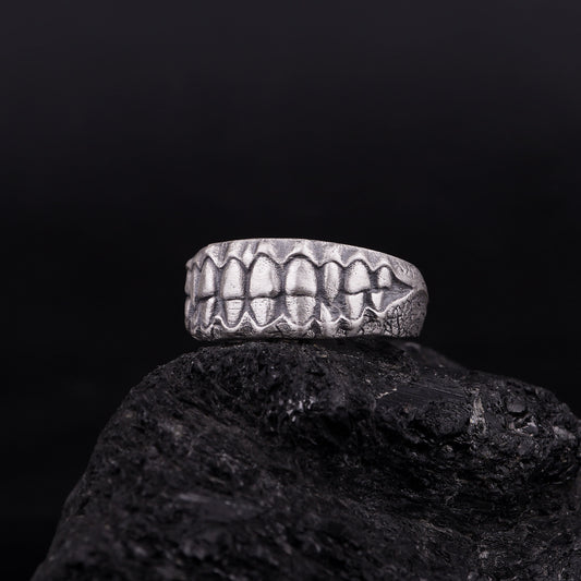 Vampire Teeth Silver Ring